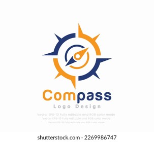 Compass logo design with a sun and a compass