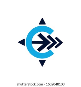 Compass logo design template, adventure camp outdoor, college. Trekking, vintage tee print design