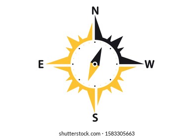 Compass logo design template. Creative Compass Concept. East and West indicated. Arrow Compass Icon
