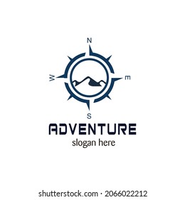 Compass logo design template, Mountain