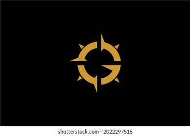 Compass logo design vector. Monogram G abstract sign symbol.