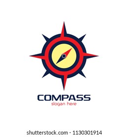 Compass logo emblem design template. Navigation equipment that explorer use to explore new area icon vector illustration