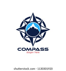 Compass logo emblem design template. Navigation equipment that explorer use to explore new area icon vector illustration
