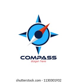 Compass logo emblem design template. Navigation equipment that explorer use to explore new area icon vector illustration