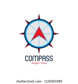 Compass logo emblem design template. Navigation equipment that explorer use to explore new area icon vector illustration