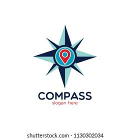 Compass logo emblem design template. Navigation equipment that explorer use to explore new area icon vector illustration