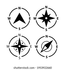 Compass logo icon. North vector arrow orienteering compass map gps navigator