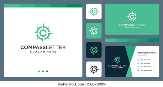 compass logo inspiration with logo initial letter C. vector premium