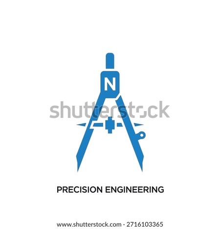 Compass logo with letter N. Engineering concept, architecture tool, drawing instrument, accurate measurement