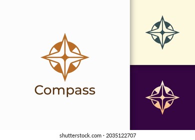 Compass logo in modern shape represent adventure and survival
