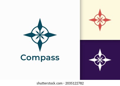 Compass logo in modern shape represent adventure and survival