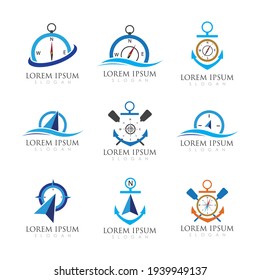 Compass Logo set Template vector icon illustration design