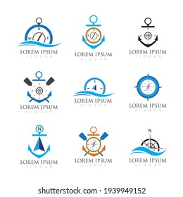 Compass Logo set Template vector icon illustration design