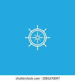 compass logo with ship steering wheel vector