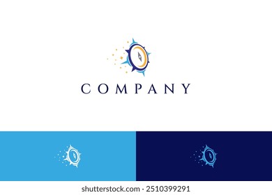 Logotipo da bússola com elemento estrelas
