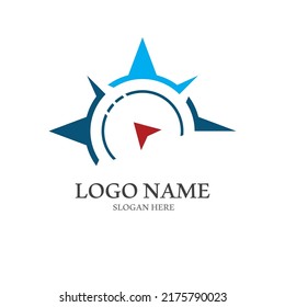 logotipo y símbolo de brújula con concepto de vector
