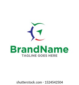 Compass logo template. Creative compass concept logo illustration. Simple design on white background.