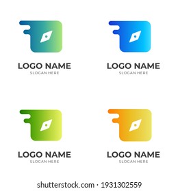 compass logo template flat colorful style