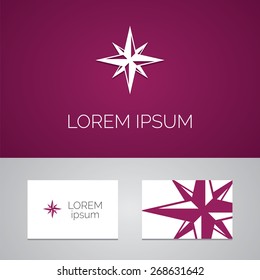 compass logo template icon design elements with business card  