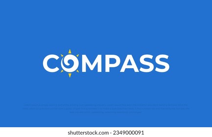 compass logo typography style in blue background