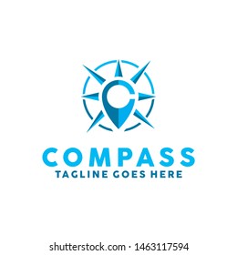 Compass Logo Vector Icon. Modern Navigation Symbol. Location Logo Design Inspiration.