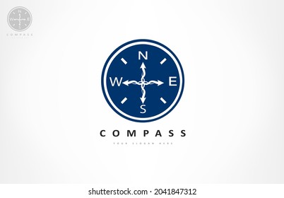 Compass logo vector. Tourist navigation device.