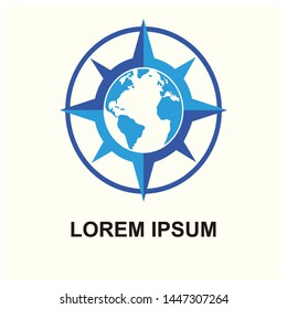 a compass logo with a compass in the world