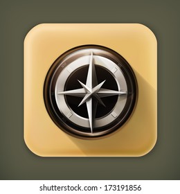 Compass, long shadow vector icon