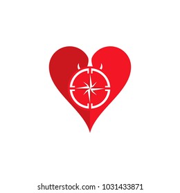 Compass Love Logo Icon Design