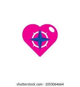 Compass Love Logo Icon Design