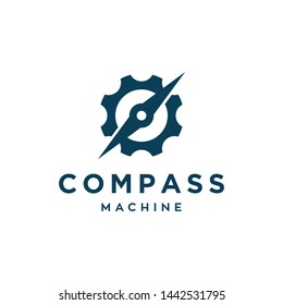 compass machine concept vector logo design