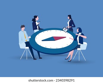 Compass. Management, strategy. Choosing the right direction. Business vector illustration.