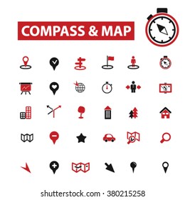 compass, map, direction, location, navigation, delivery, logistics, transportation, shipping, route icons, signs vector