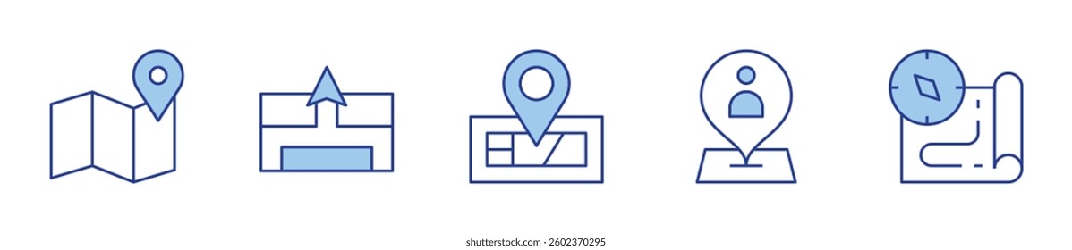 compass, map, gps, location. GPS Icon vector illustration. Line Duotone style. Editable stroke.