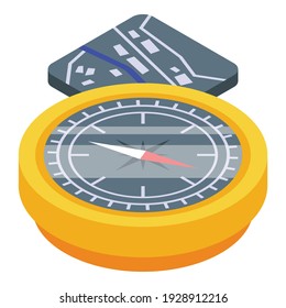 Compass and map icon. Isometric of compass and map vector icon for web design isolated on white background