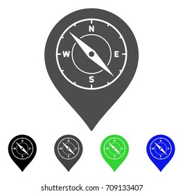 Compass Map Marker vector pictograph. Style is a flat graphic symbol in black, gray, blue, green color variants. Designed for web and mobile apps.