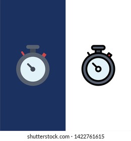 Compass, Map, Navigation, Pin  Icons. Flat and Line Filled Icon Set Vector Blue Background