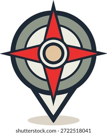 Brújula con símbolo de pin de mapa