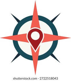 Brújula con símbolo de pin de mapa