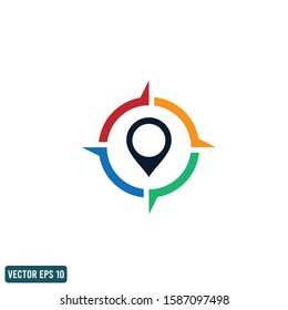 compass map pointer concept company logo design element