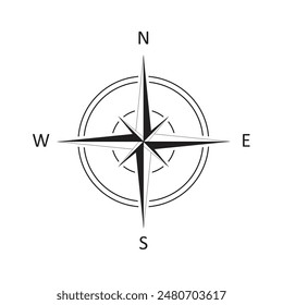 compass map rose black vector logo icon isolated white background