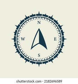 Compass Map Silhouette Icon. Rose Wind Navigation Retro Equipment Glyph Pictogram. Adventure Direction Arrow to North South West East Orientation Navigator Modern Sign. Isolated Vector Illustration.