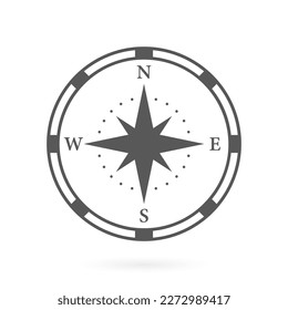 Compass Map Silhouette Icon. Rose Wind Navigation Retro Equipment Glyph Pictogram. Adventure Direction Arrow to North South West East Orientation Navigator Modern Sign. Isolated Vector Illustration.