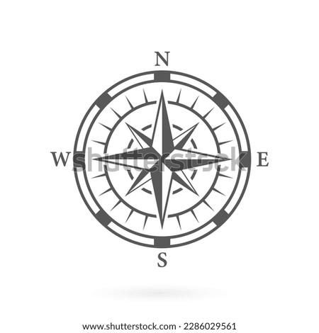 Compass Map Silhouette Icon. Rose Wind Navigation Retro Equipment Glyph Pictogram. Adventure Direction Arrow to North South West East Orientation Navigator Modern Sign. Isolated Vector Illustration.