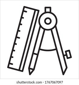 compass math drawing outline icon