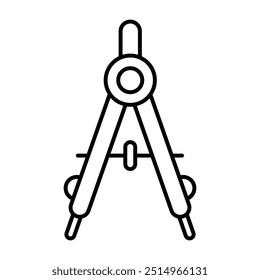 Ícone de aprendizado de geometria da bússola, ícone do símbolo de Contorno. Traçado vetorial editável.