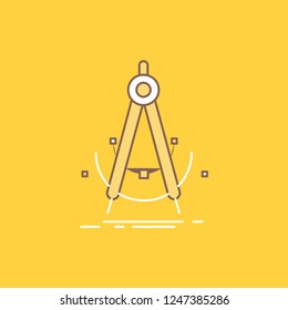 Compass, measurement Flat Line Filled Icon. Beautiful Logo button over yellow background for UI and UX, website or mobile application