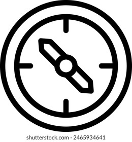 Compass measurement icon with black outline style. compass, direction, travel, map, north, navigation, south. Vector Illustration