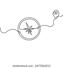 Compass Minimal Navigation Line Drawing Illustration	