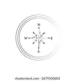 Brújula Ilustración de dibujo de línea de navegación mínima	